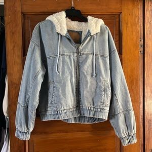 SOLD - American Eagle Jean Bomber Jacket NWT